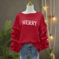 thumbnail image 5 of Busydd Christmas Sweatshirts for Women Trendy Merry Christmas Crewneck Sweatshirts Women Casual Loose Pleated Long Sleeve Tops for Women L, 5 of 7