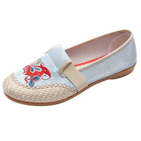 

Simple Womens Shoes Ladies Shoes Ethnic Style Casual Shoes Animal Embroidered Elastic Strap Casual Shoes