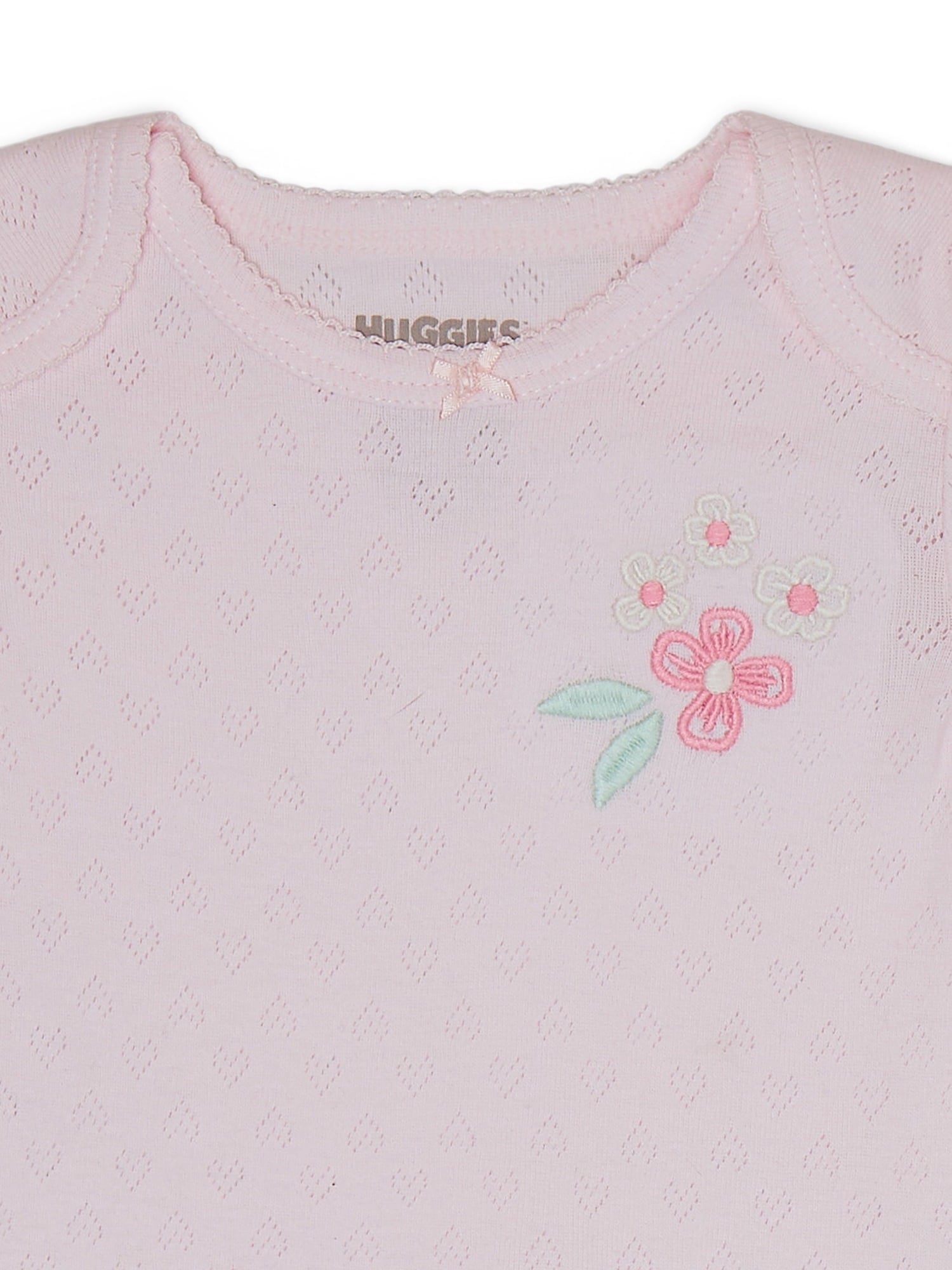 Huggies Baby Girl Pink Butterfly 2pc Organic Cotton Bodysuit and Pant Set, Sizes NB-24M