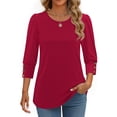 thumbnail image 4 of Fantaslook Womens Tops 3/4 Sleeve with Buttons Dressy Casual Blouses Summer Shirts Beach Vacation Trendy Clothes, 4 of 9