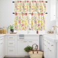 thumbnail image 3 of Fruit Leaves Kitchen Curtains Valances and Tiers Set of 3 Pink Peaches Yellow Lemons Summer Plant Tier Curtains and Valance with Rod Pocket for Small Windows, 27.5"x24", 3 of 9