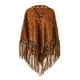 thumbnail image 1 of Bufanda poncho abierta con flecos de ante para mujer - Estampado perforado, poliéster, talla única - 190 cm de largo, 1 of 3