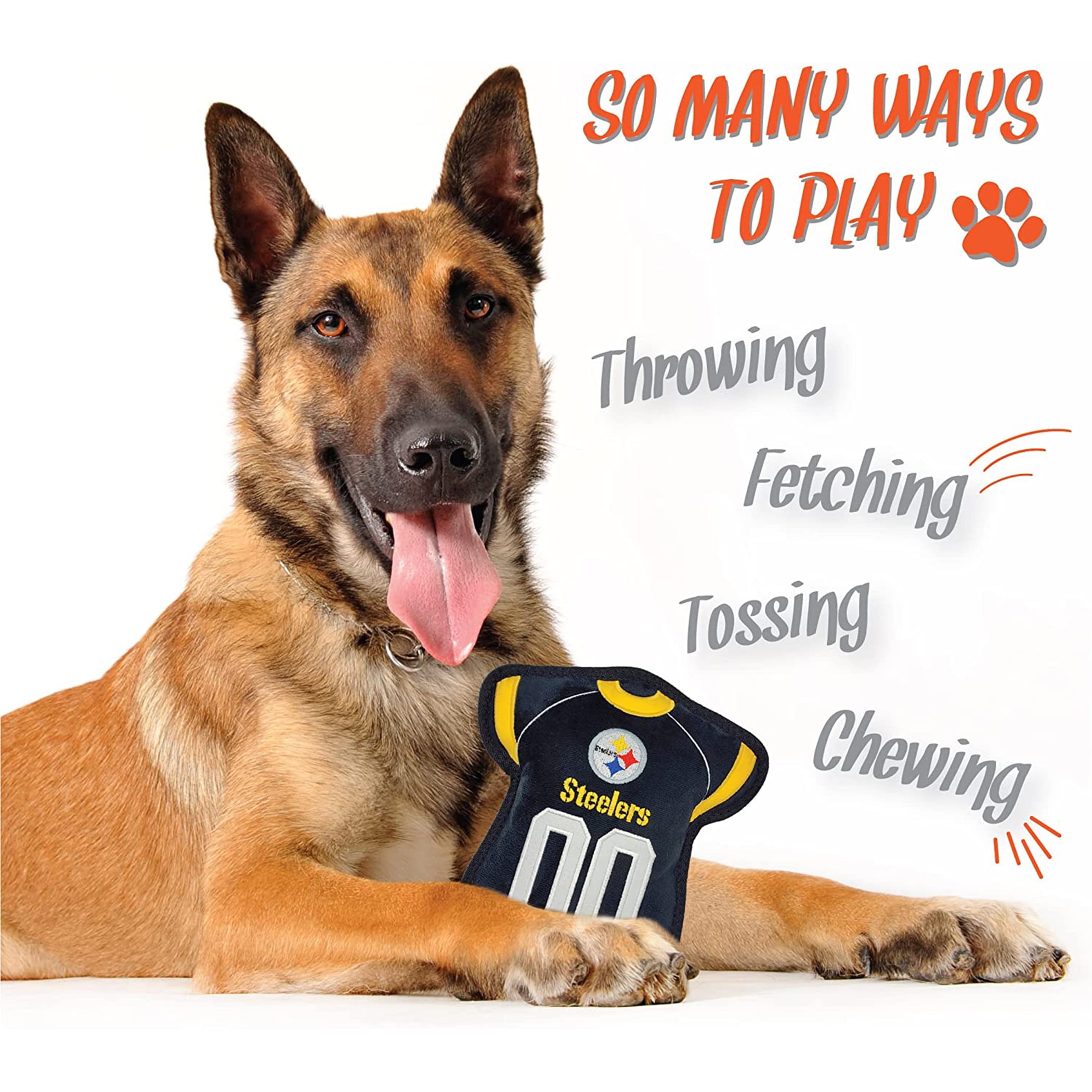 NFL Tough Jersey Pet Dog Toy Premium Quality with Built-in Squeaker Chew Toy