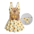 thumbnail image 6 of Uourmeti Cute Capybara & Sunflower Print Skirted One-Piece Swimsuit for Girls - Quick Dry Stretch Swim Dress for Beach Pool Vacation, 6 of 8