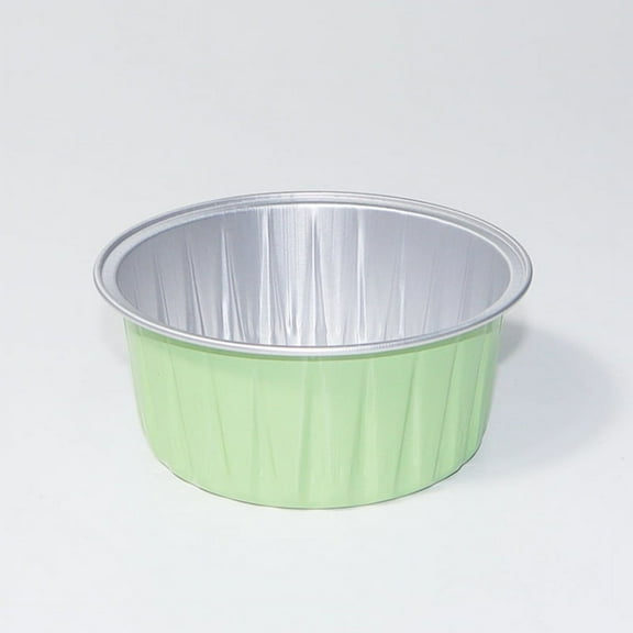 XmhyTop 100 Pack Mini Disposable Cake Pans, Aluminum Foil Circular Baking Cups, 3.3x3.3 Small Baking Cake Tins Cup Cake Containers for Individual Cakes ,Green