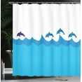 thumbnail image 4 of Ambesonne Blue Shower Curtain, Dolphins on Waves Ocean, 69"Wx84"L, Blue Turquoise, 4 of 5