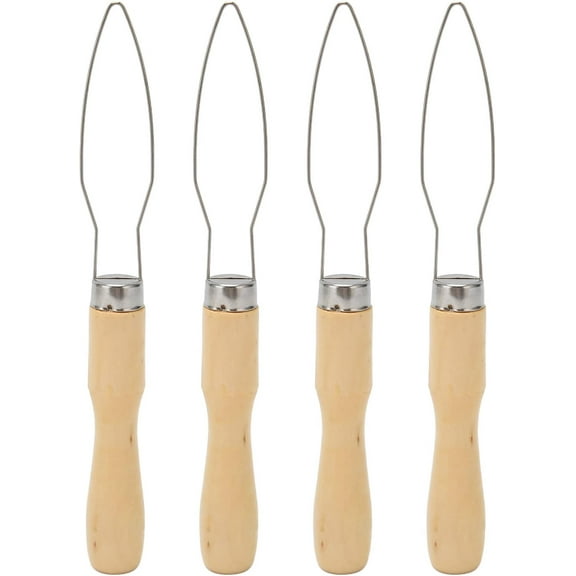 4Pcs Button Hook, Stainless Steel Wire Semi Flexible Button Assist Tool Portable Quick Button Hook Dressing Aid with Wooden Handle for The Elderly Arthritis