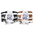 thumbnail image 1 of Un beso linda cita handwrite estilo Pulsera pareja de cuerdas de cuero Unbranded M, 1 of 3