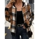 thumbnail image 3 of Chaquetas de Mujer Informales con Cremallera, de Franela A Cuadros, Larga, Holgadas, Ideales para Otoño. Marrón L, 3 of 6