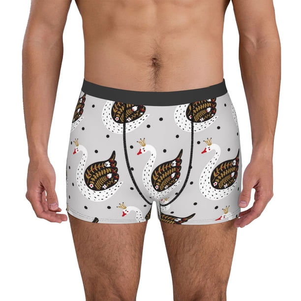 Fotbe Cute Swan Calzoncillos Tipo Boxer con Bolsa de Soporte Total para Hombre, X-Temp Fresco, Transpirable y de Secado Rápido-Small