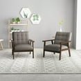 thumbnail image 2 of Westice Accent Chair 1PC, Mid-Century Modern Living Room Chairs with Solid Wood Frame & Soft Thicken Cushion, Upholstered Arm Reading Chair for Bedroom, Balcony, Grey Linen Fabric & Black Legs, 2 of 9