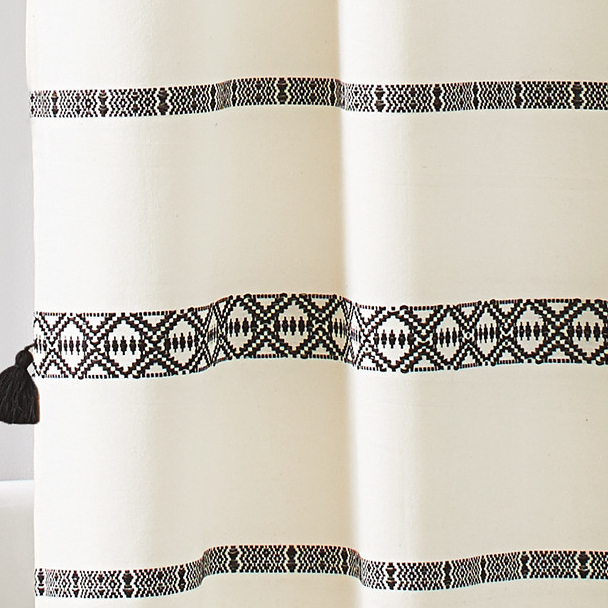 Boho Chic Polyester and Cotton Shower Curtain, Black, Better Homes & Gardens, 72" x 72" - image 4 of 9