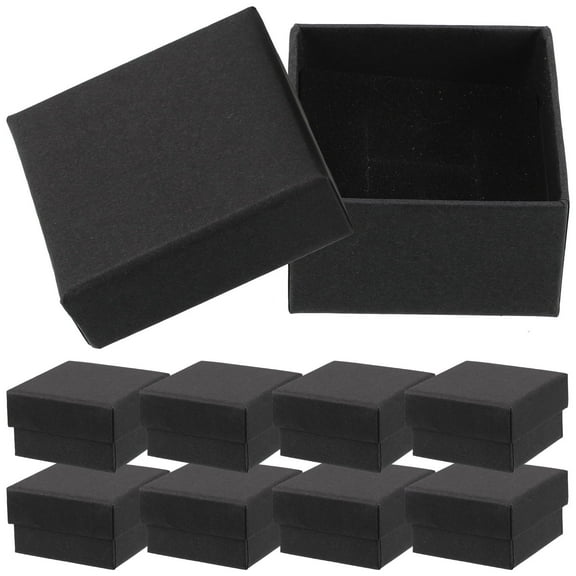 HEMOTON 10-Pack Black Jewelry Boxes for Earrings Small Paper Packaging Boxes for Display and Presenting Jewelry