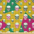 thumbnail image 2 of Ambesonne Geometric Fabric by the Yard Microfiber, Triangle Head Bones, 1 Yard, Earth Yellow Jade Green, 2 of 4