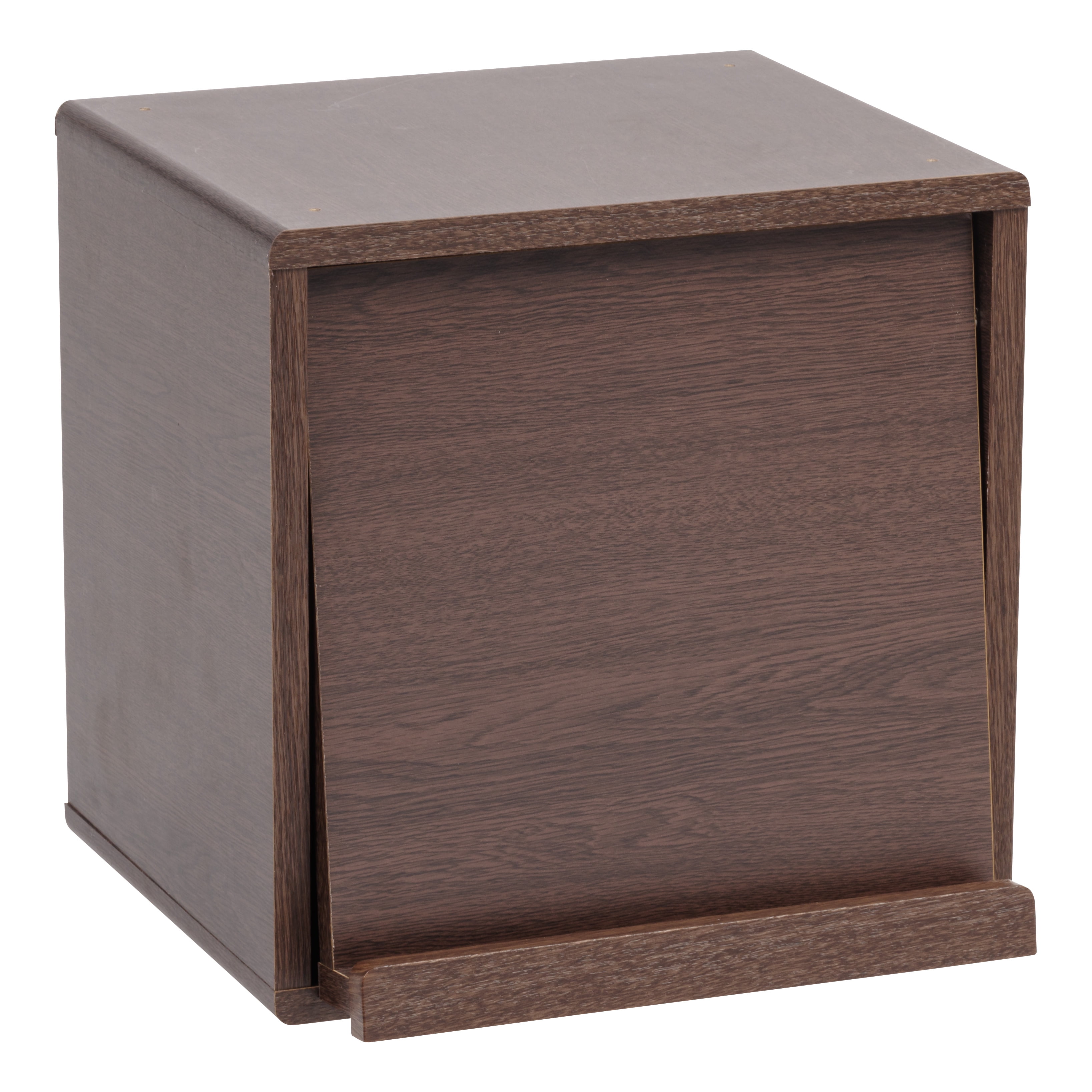 IRIS Wood Storage Cube with Pocket Door, Brown Oak, Kuda Series