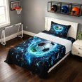 thumbnail image 3 of Manfei Football Sport Twin Sheets, Bedding, Black Neon Blue 3pcs(1 Flat Sheet, 1 Fitted Sheet and 1 Pillowcase), 3 of 6