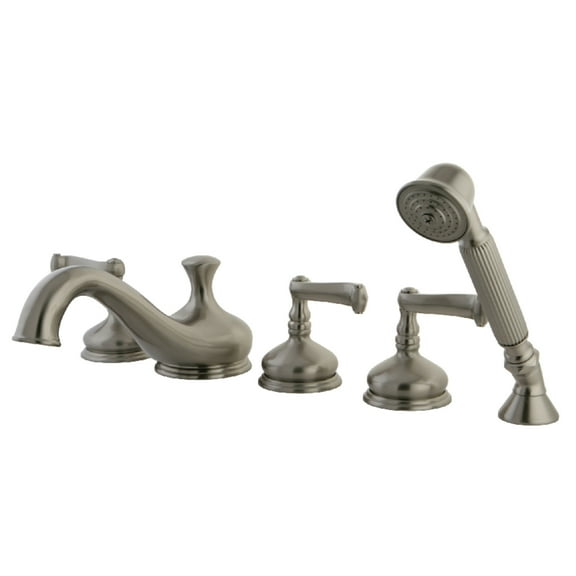 Kingston Brass KS33385FL Roman 5-Piece Roman Tub Faucet with Hand Shower, Brushed Nickel