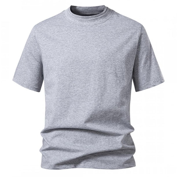 Camisetas de Manga Larga para Hombre Mezcla de Algodón Camiseta de Tamaño Grande de Ajuste Suelto, Camiseta Casual de Color Sólido con Cuello de Montones