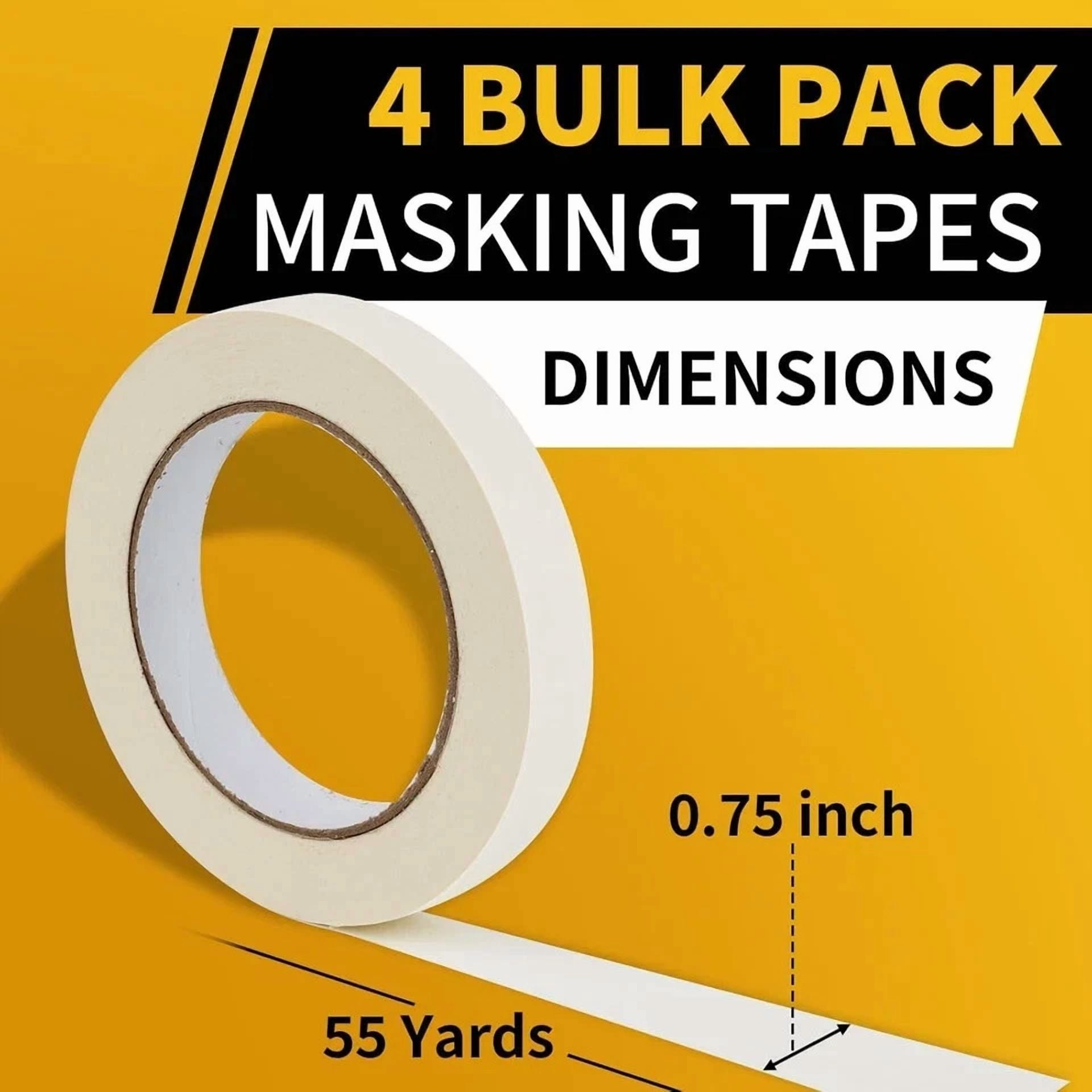 Zyler - Masking Tape, 0.75 Inch Wide Painters Inch X 55 Yards X 4 Rolls, 1