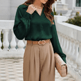 thumbnail image 6 of SOMER Womens Tops Long Sleeve Shirts Lapel V Neck Blouses for Women Dressy Casual Work Going Out,2025 Fall, 6 of 7