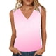 thumbnail image 1 of Mujeres sin mangas Tops de verano gradiente color fuera de posición impresión V-cuello blusa casual Mujeres V-cuello de verano Tops, 1 of 8