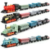 Risegun 4 Sets Mini Trains Toy Mini Simulation Steam Train Pull-Back Train Model Diecasts Locomotive for Kids Boys Girls