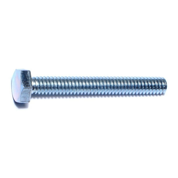 1/4"-20 x 2" Zinc Plated Steel Coarse Full Thread Hex Head Tap Bolts (10 pcs.)