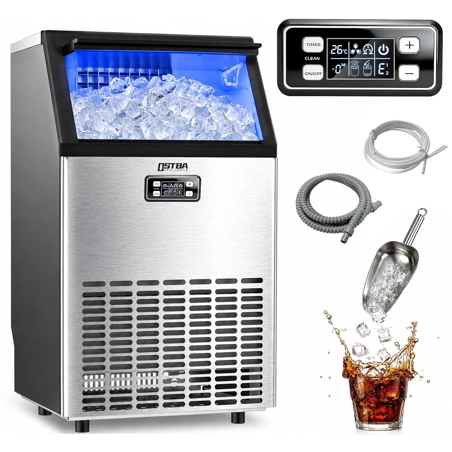 Zimtown Commercial Ice Maker, 90lbs/24H, 11lbs Storage