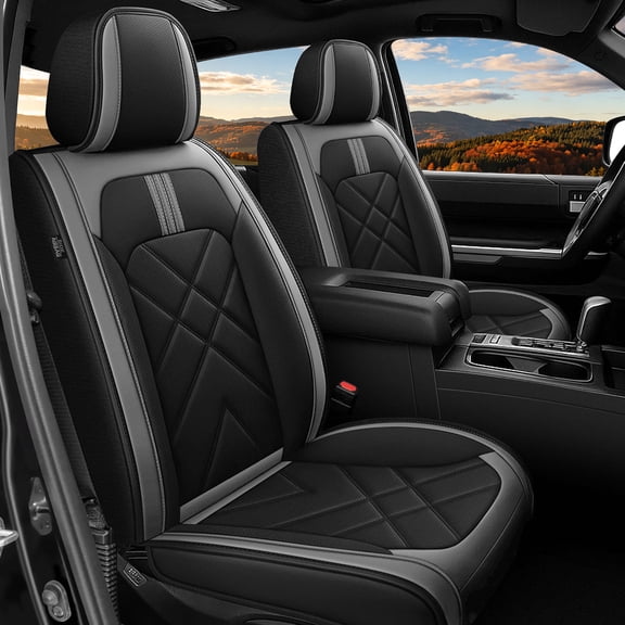 HQBQBUG Full Set 5-Seats Seat Covers for Ford F150 2009-2024 2025 2026 & F250 F350 F450 2017-2026 Seat Cushion Cover with Faux Leather