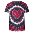 thumbnail image 4 of Valentines Day Outfit Women Heart Print Tie Dye Shirt Short Sleeve Round Neck Shirts Valentine Casual Tshirts Spring Tops for Women, 4 of 5