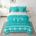 thumbnail image 2 of Feelyou Hippie Aztec Print Bedding Comforter Set 7pcs, Dark Turquoise Geometric Queen Bedding Sets, Bohomian Style Queen Sheet Sets, Lightweight Bedroom Decorative, 2 of 7