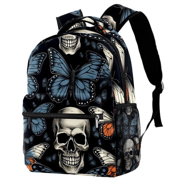 Lightweight Backpack Skull Butterfly School Bag Travel Laptop Daypack for Men Women Casual Rucksack