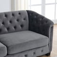 thumbnail image 6 of 77 Inch Modern Chesterfield Velvet Sofa, 3-Seater Tufted Couch with Nailhead Trim and 2 Cushions for Living Room, Bedroom, Office, Grey, 6 of 8