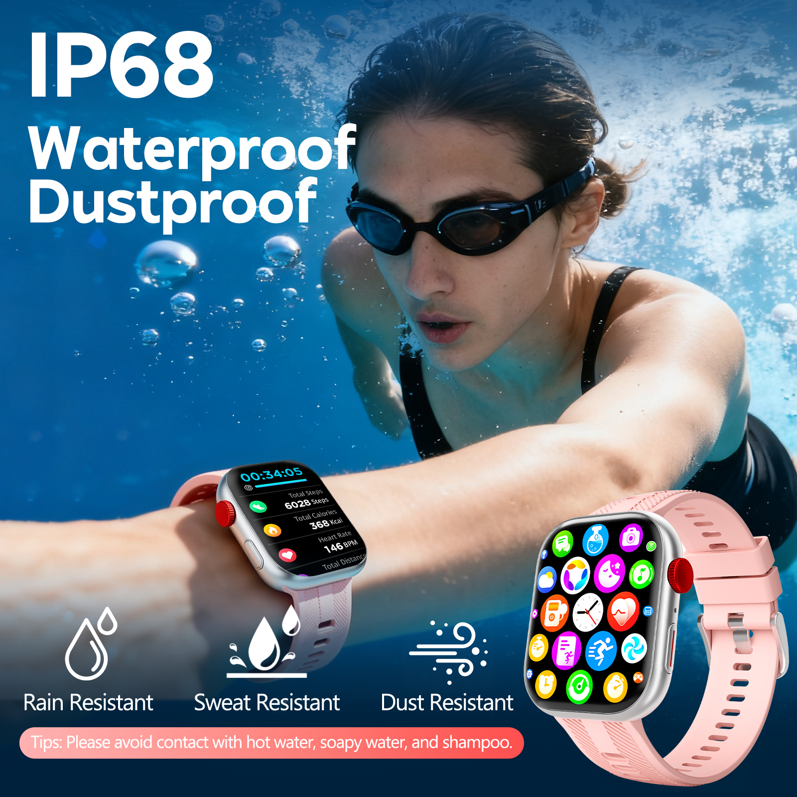 Lmcpa 2.01 Inch Smart Watch, Pink photo 6