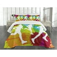 thumbnail image 3 of Ambesonne Fitness Quilted Bedspread Set 3 Pcs, Runners in Watercolors, King Size, Multicolor, 3 of 5