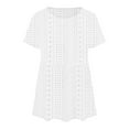 thumbnail image 5 of ATOYSOY Women's Short Sleeve T Shirts Eyelet Plus Size Tops Loose Tunic Solid Color Tees Trendy Causal Workout Comfy Retro Round Neck Pullover for Girls White XXXL, 5 of 7