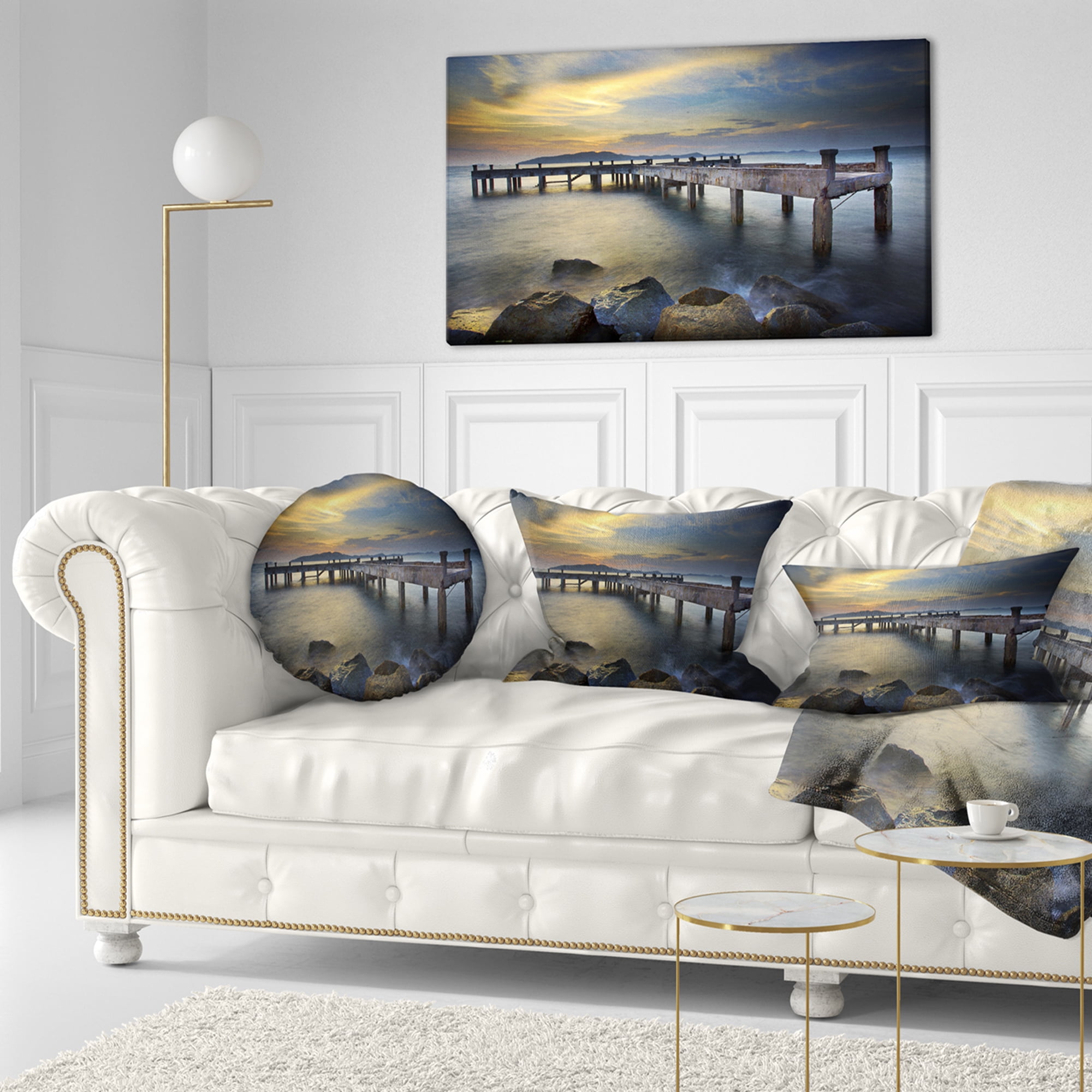 Designart 12" x 20" Multi-color Bridge Pier Polyester Throw Pillow