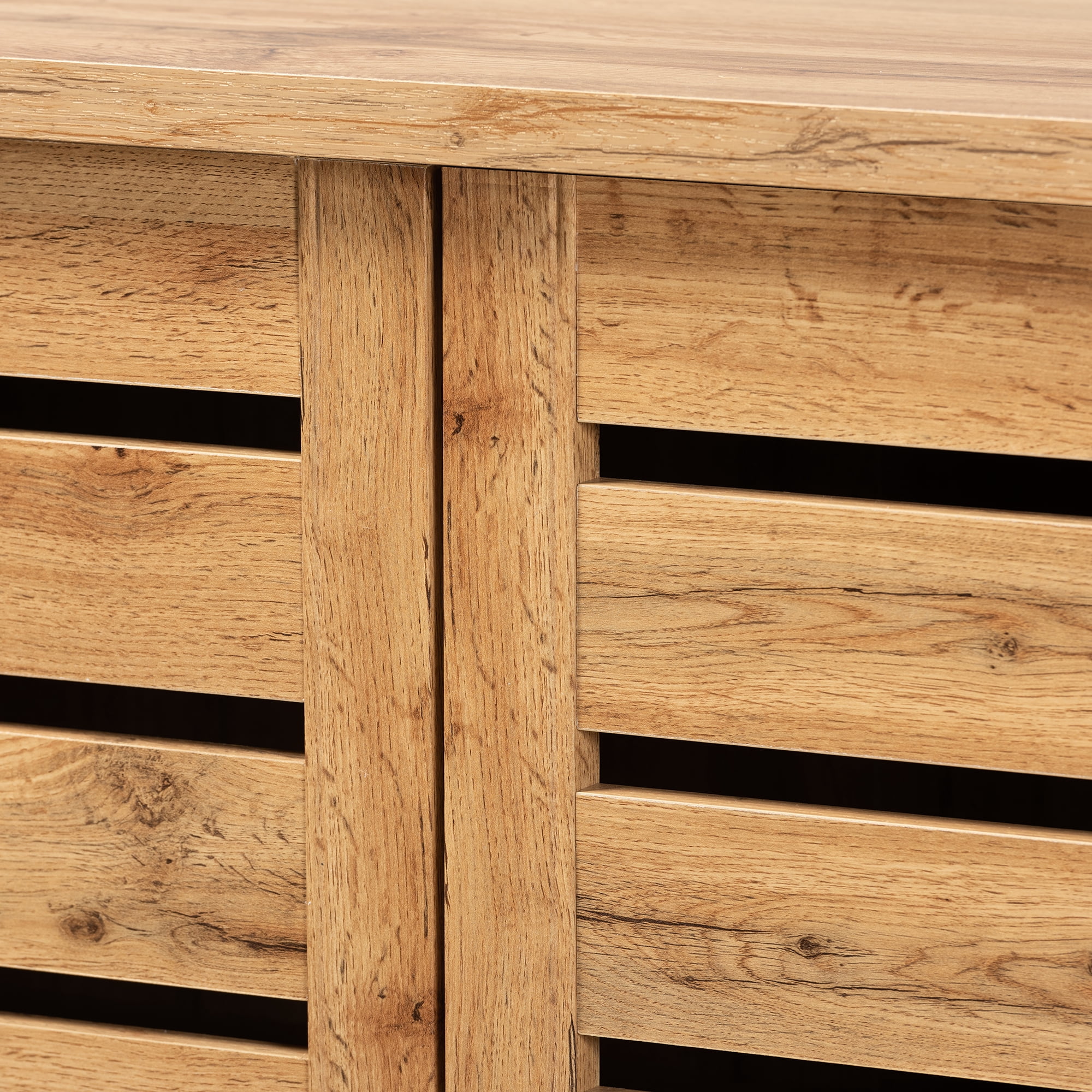 Baxton Studio Adalwin Modern and Contemporary Oak Brown Finished Wood 2-Door Shoe Storage Cabinet