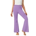 thumbnail image 5 of Efsteb Girls Fleece Lined Leggings Casual Bell Bottoms Soft Comfy Trousers Winter Warm Leggings Athletic Flare Pants (Purple,13 Years), 5 of 7