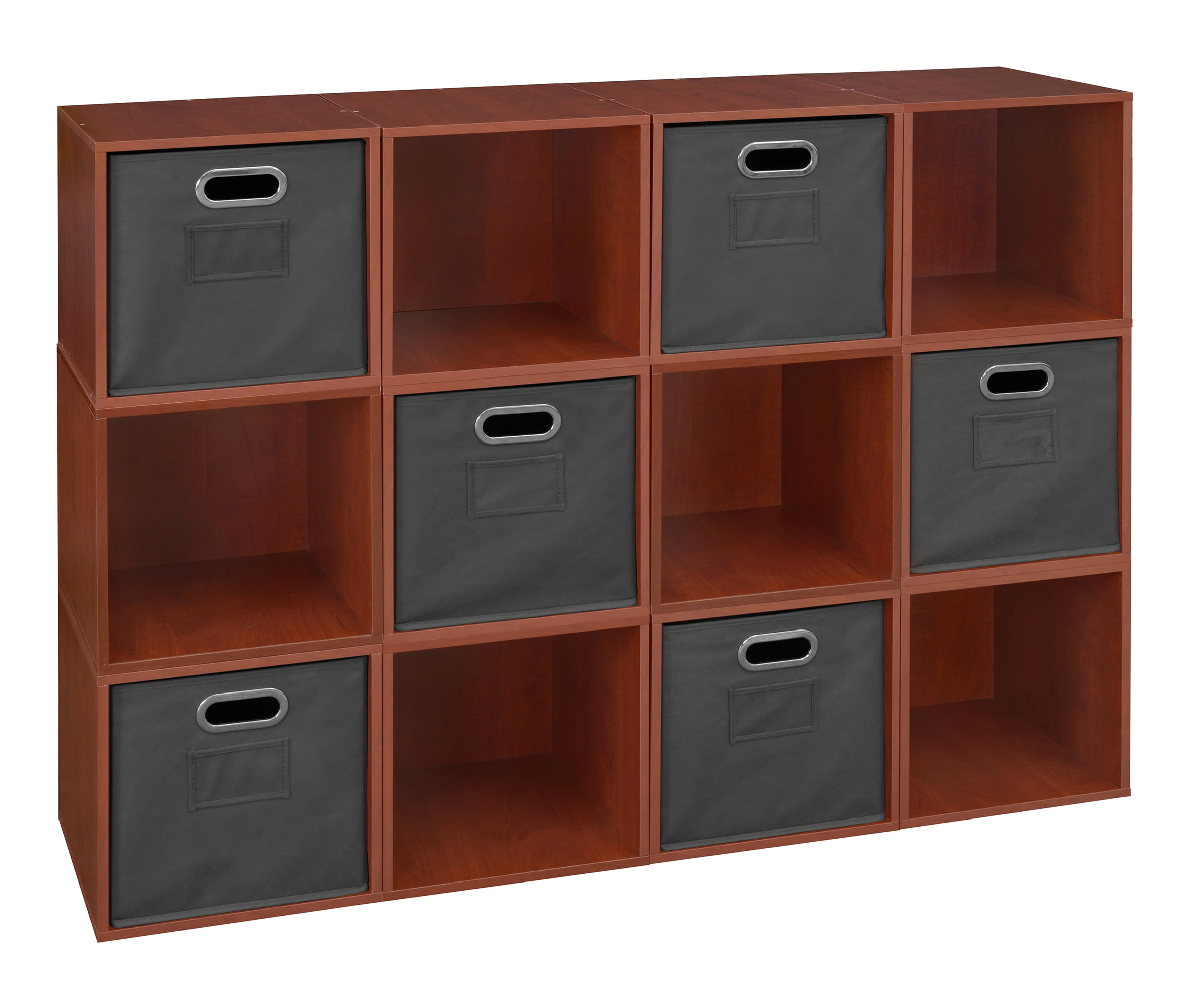Niche Cubo Storage Set - 12 Cubes and 6 Canvas Bins- Cherry/Grey ...