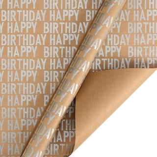 U'COVER Reversible Happy Birthday Wrapping Paper Roll for Kids Boys Girls -  Birthday Greeting,Polka Dots Design Gift Wrapping Paper for Women Men Baby