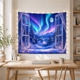 thumbnail image 5 of Open Window with Moonlit Aurora Over Snowy Mountains, Dreamy Celestial for Nature Lovers, Scenic Landscape Art, Christmas Gift, Tapestry Wall Hanging for Bedroom and Living Room, 5 of 7