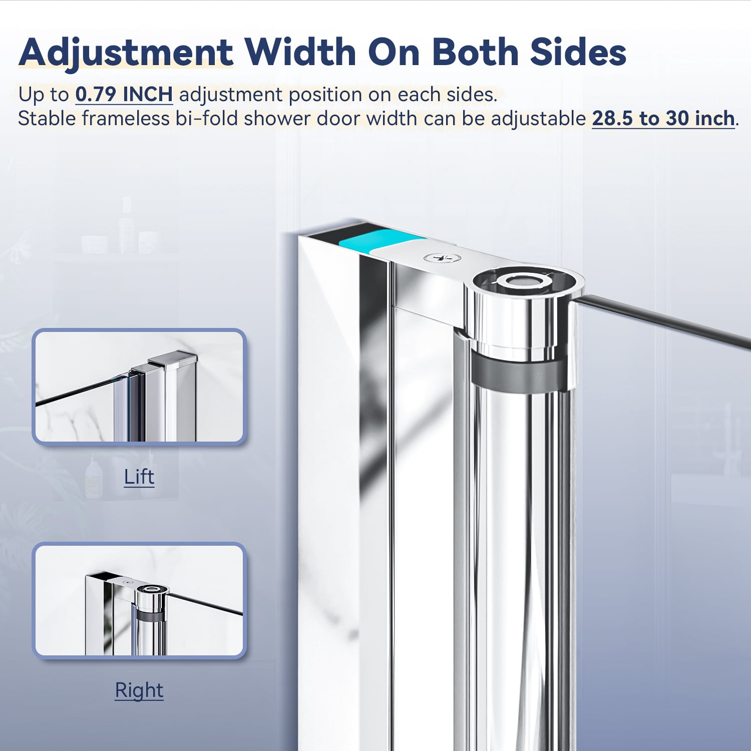 Sunny Shower 32 in.W x 72 in.H Bi-Fold Pivot Glass Frameless Shower Door in Chrome Finish with 1/4 inch Clear Glass