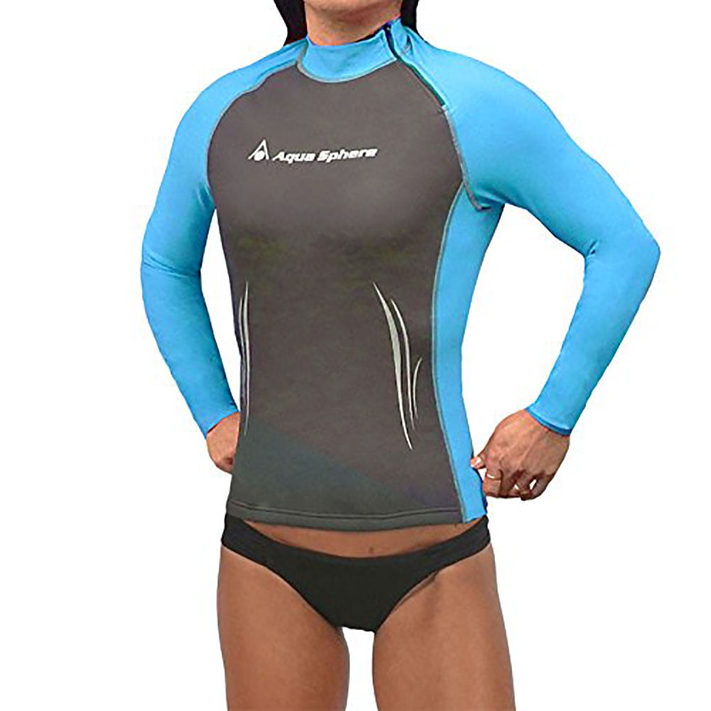 Photo 1 of Aqua Sphere Aqua Skins Women's Long Sleeve Swim Skin (Grey/Turquoise, Large) NEW