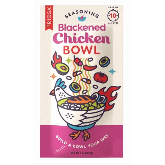 Riega Blackened Chicken Bowl Original Seasoning Mix, 8 Packets