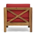 thumbnail image 6 of Jopath Outdoor Club Chair with Slatted Seating and Cross-Back, Accent Chair with Cushion for Patio Balcony Garden Teak, 6 of 9