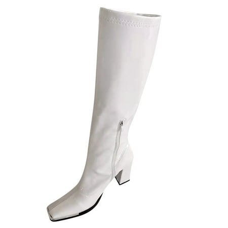 

gvdentm Boots For Women Cowboy Style Middle Retro Comfortable Thigh High Boots for Women Sexy with Heel Wide Calf