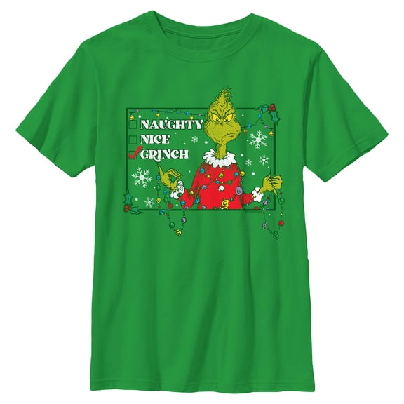 Boys The Grinch Naughty and Nice Checklist T Shirt