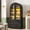Black, variant on Bestier 71" Arched Pantry Storage Cabinet with Adjustable Shelves, LED Light, Glass Doors and 2 Large Drawers, Farmhouse Display Cupboard for Kitchen, Dining Room, Bathroom, Natrual