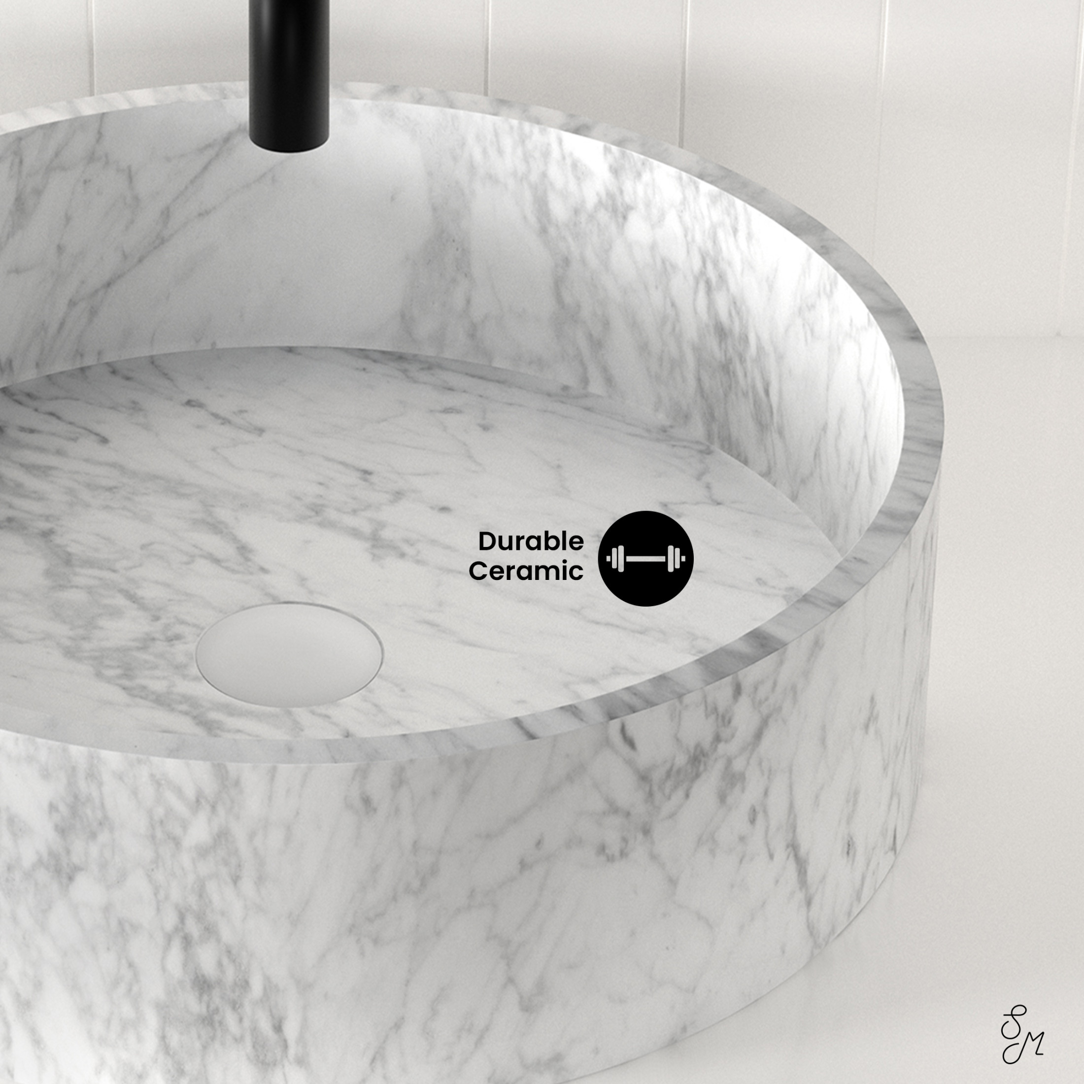 Monaco 17" Round Vessel Bathroom Sink in Marbled Gray